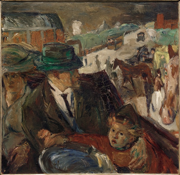 Max Beckmann, Im Auto (Persönlichkeiten, Familie, Eltern, Kind, Autofahrt, Pferde, Angst, Panik, Expressionismus, Mensch und Gesellschaft, Wunschgröße, Wohnzimmer, bunt)