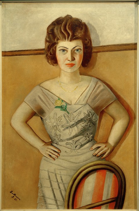 Max Beckmann, Bildnis Frau Dr.Heidel. Bildnis einer Rumänin (Persönlichkeiten, Portrait, Dreiviertelportrait, stehende Frau, selbstbewusst, Stuhl, Expressionismus, Mensch und Gesellschaft, Wunschgröße, Wohnzimmer, bunt)