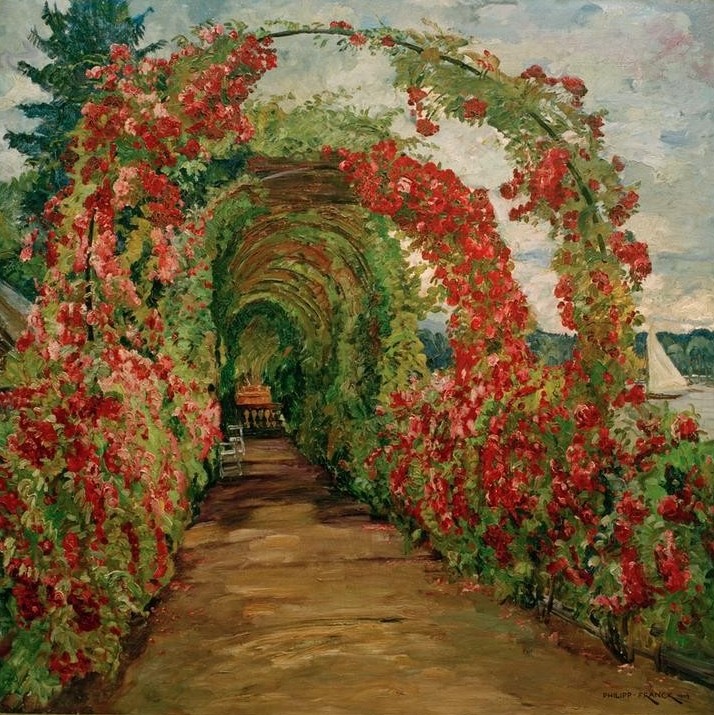 Philipp Franck, Wannseegarten (Deutsche Kunst,Garten Und Park,Jahreszeiten,Kunst,Landschaft,Rose,Sommer,Impressionismus,Laubengang,Weg,Ziergarten,Blume,Kletterrose,Garten)