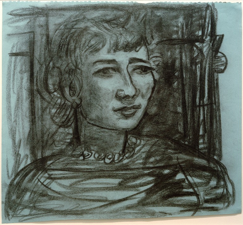 Max Beckmann, Porträt Frances van Veen (Portrait, Persönlichkeiten,  Zeichnung, Expressionismus, Klassische Moderne, Wunschgröße, Wohnzimmer, Treppenhaus, schwarz/weiß)