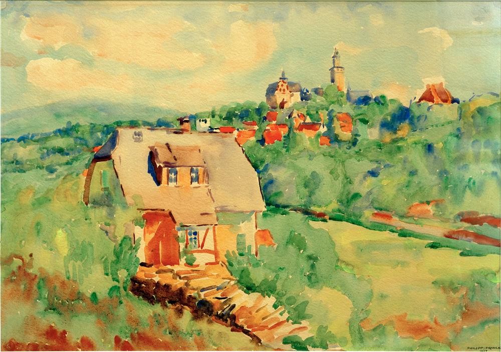 Philipp Franck, Blick auf Kronberg (Deutsche Kunst,Geographie,Kunst,Landschaft,Stadt,Impressionismus,Stadtansicht,Topographie)