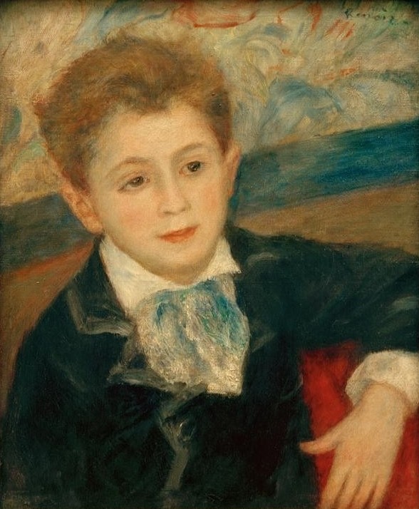 Pierre-Auguste Renoir, Bildnis von Paul Meunier, Sohn von Murer (Kinderbild In Der Kunst,Kind,Kunst,Mensch,Impressionismus,Portrait,Französische Kunst,Knabe,Kinderbildnis,Sitzen,Brustbild,Signatur)