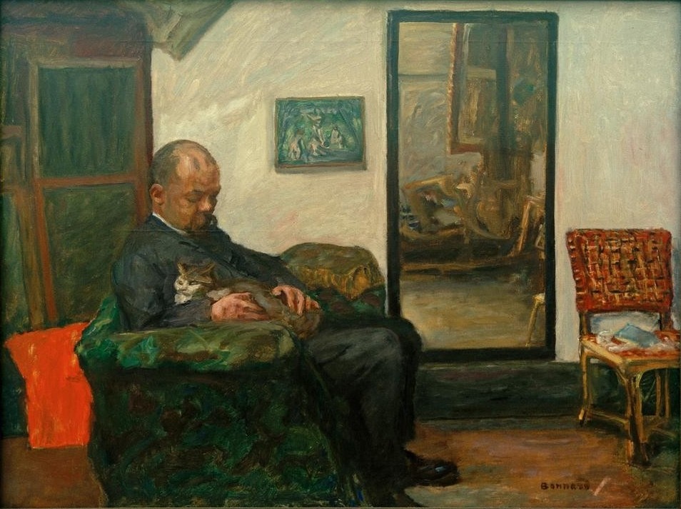 Pierre Bonnard, Portrait d'Ambroise Vollard (Kunsthändler,Kunsthandel,Kunst,Mann,Impressionismus,Bild Im Bild,Portrait,Französische Kunst,Tier,Jahrhundertwende,Halbfigur,Person)