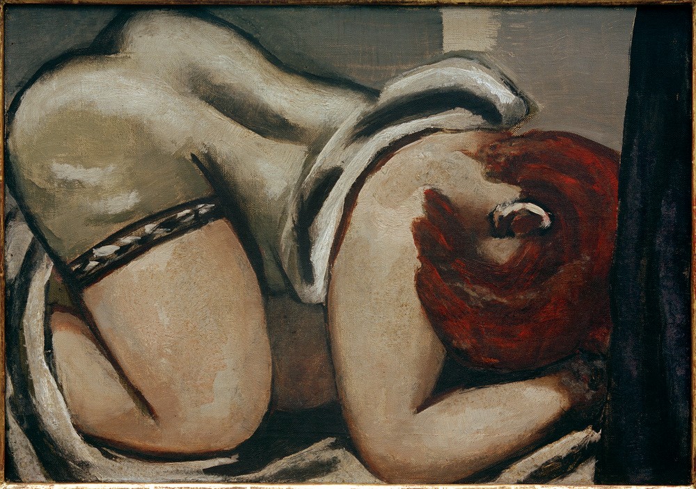 Max Beckmann, Kriechende (Frau, kniende Frau, Klassische Moderne, Malerei, Expressionismus, Mensch und Gesellschaft, Wunschgröße, Wohnzimmer, bunt)