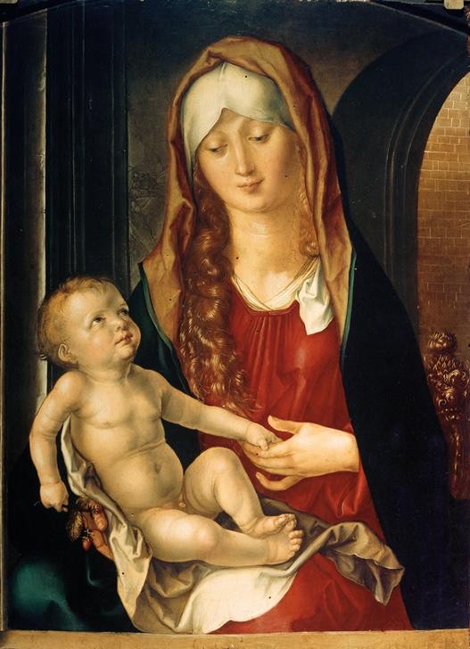 Albrecht Dürer, Maria mit Kind (Bagnacavallo-Madonna) (Christentum,Deutsche Kunst,Religion,Renaissance,Schleier,Maria Mit Kind,Neues Testament,Bibel,Jesusknabe)