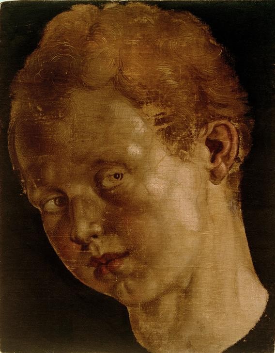 Albrecht Dürer, Knabenkopf nach links geneigt (Deutsche Kunst,Kind,Mensch,Renaissance,Portrait,Kopfstudie,Knabe,Kopf)