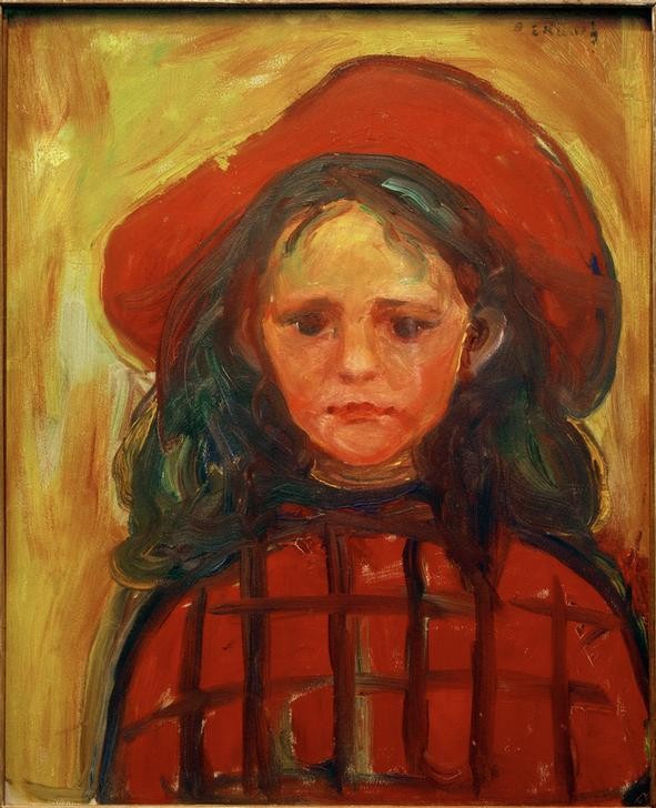 Edvard Munch, Mädchen mit rotkariertem Kleid und rotem Hut  (Mensch und Gesellschaft