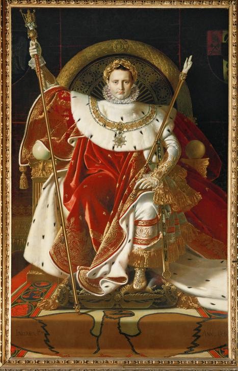 JEAN-AUGUSTE-DOMINIQUE INGRES, Napoleon auf dem Thron (Geschichte,Insignien,Kaiser,Mann,Militär,Klassizismus,Uniform,Heer,Portrait,Zepter,Staatsportrait,Empire,Thron,Französische Kunst,Pose,Kroninsignien,Kleidung (Allgemein),Krönungsmantel,Erstes Kaiserreich (1804-1815),Person,Macht)