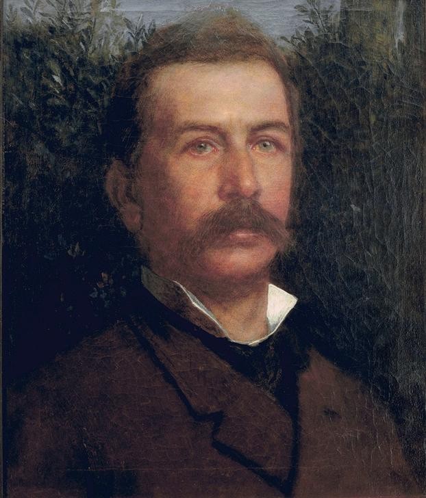 Arnold Böcklin, Selbstbildnis (Deutsche Kunst,Künstler,Maler (Künstler),Mann,Bart,Selbstbildnis,Schnurrbart,Portrait,Schweizerische Kunst,Brustbild,Person)