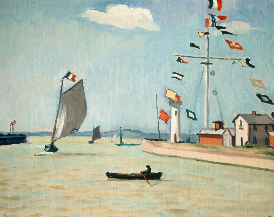 Albert Marquet, Der Hafen von Honfleur (Geographie,Hafen,Kunst,Ruderboot,Segelboot,Wimpel,Französische Kunst,Topographie,Schifffahrt)