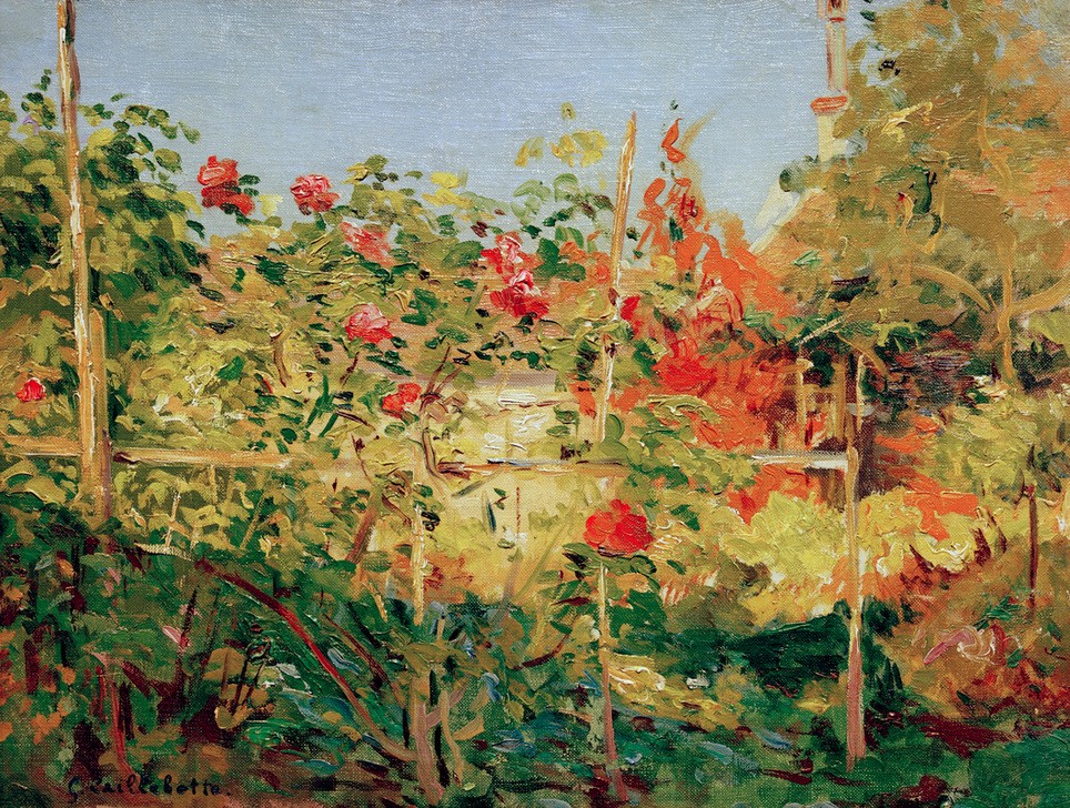 Gustave Caillebotte, Jardin à Trouville (Kunst,Landschaft,Impressionismus,Französische Kunst,Heckenrose,Blume,Garten)