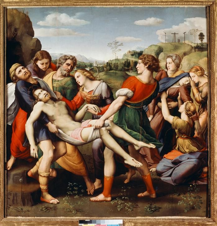 Raffael, Grablegung Christi (Begräbnis,Christentum,Frau,Ohnmacht,Religion,Trauer,Renaissance,Neues Testament,Bibel,Grablegung Christi,Passion Christi)