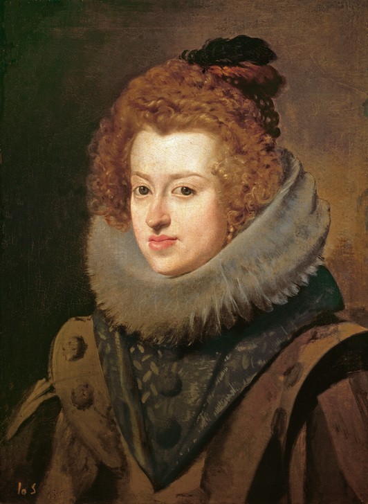 Diego Rodriguez de Silva y Velasquez, Kaiserin Maria (Damenmode,Frau,Kaiserin,Königin,Kunst,Mode,Barock,Portrait,Spanische Kunst,Brustbild,Person,Frisur,Radkragen)