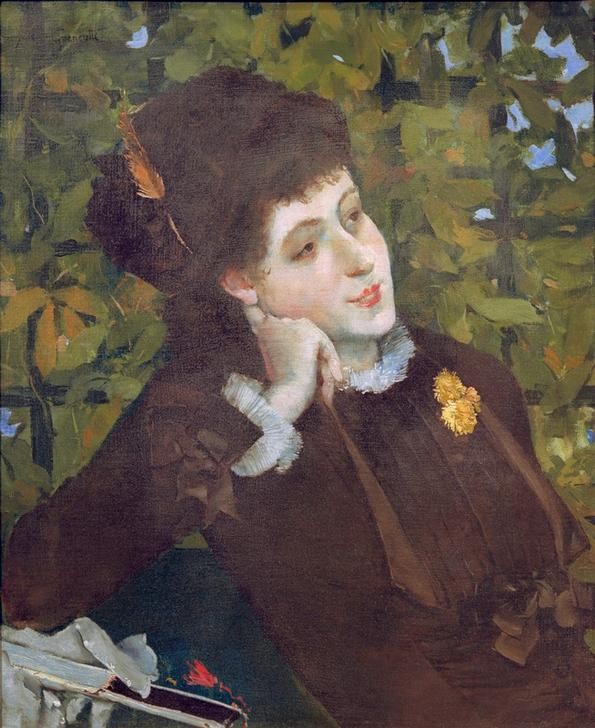 Norbert Goeneutte, Portrait de femme (Berthe Morrisot) (Frau,Künstlerin,Kunst,Malerin,Portrait,Künstlerfrau,Französische Kunst,Person)