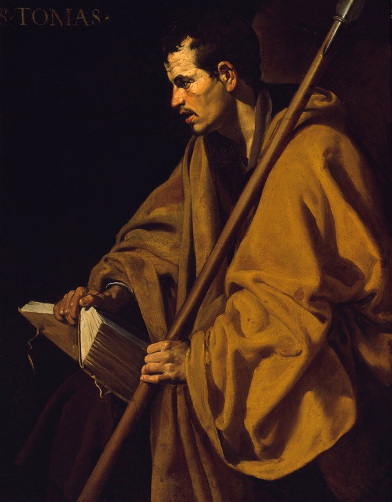 Diego Rodriguez de Silva y Velasquez, Der Apostel Thomas (Buch,Christentum,Kunst,Religion,Barock,Neues Testament,Bibel,Apostel,Apostelgeschichte,Caravaggisten,Helldunkel,Spanische Kunst,Profil,Umhang)