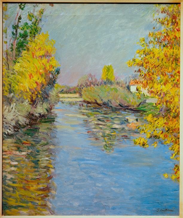 Gustave Caillebotte, Le petit bras de la Seine, effet d’autone (Herbst,Jahreszeiten,Kunst,Landschaft,Impressionismus,Fluss,Französische Kunst,Seitenarm)