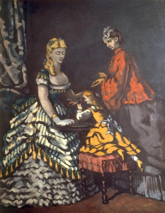 Paul Cézanne, Scène d’intérieur (Damenmode,Frau,Kind,Kunst,Mensch,Mode,Mutter Und Kind,Mutter Und Tochter,Französische Kunst,Frauenleben)