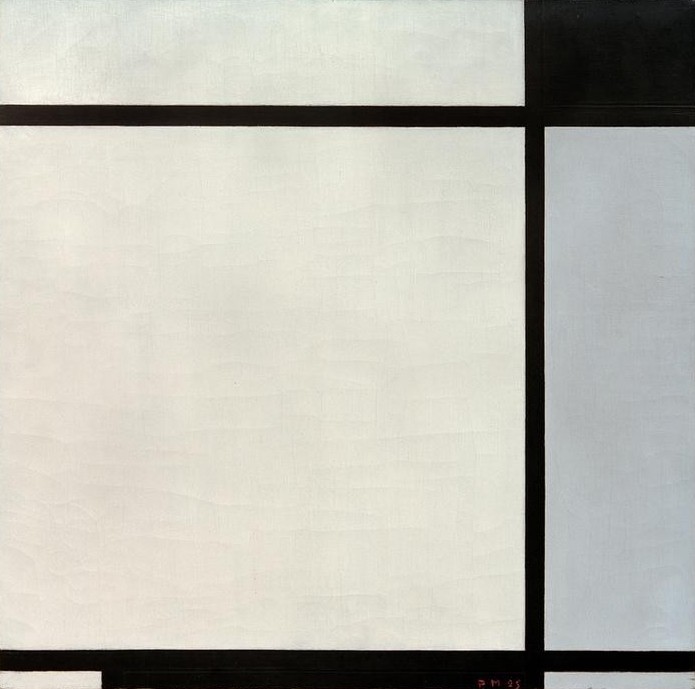 Piet Mondrian, Tableau No.II, mit Schwarz und Grau (Geometrie,Kunst,Abstrakte Kunst,Niederländische Kunst,Schwarz,De Stijl,Rechteck,Grau,Neo-Plastizismus)