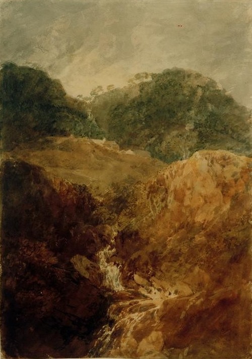 JOSEPH MALLORD WILLIAM TURNER, A Mountain Stream: Head of Derwentwater(?) (Gebirge,Kunst,Landschaft,Quelle,Felsen,Englische Kunst,Bach,Cumberland)