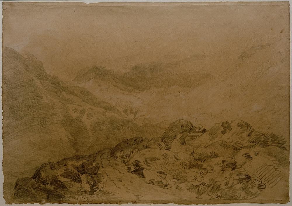 JOSEPH MALLORD WILLIAM TURNER, A Rocky Pass between Mountains (Glen Croe, with Slopes of Ben Arthur: Ben an Lochain) (Gebirge,Kunst,Landschaft,Englische Kunst)
