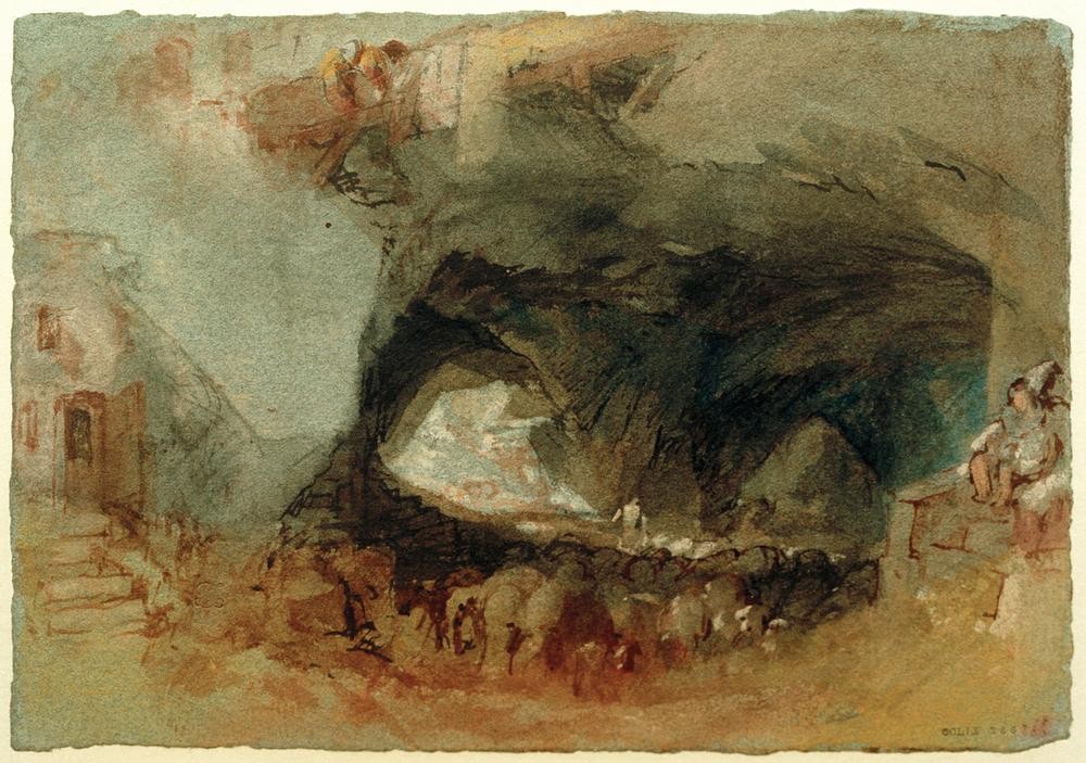 JOSEPH MALLORD WILLIAM TURNER, The Interior of a Cave near Saumur (Geologie,Kunst,Landschaft,Höhle,Englische Kunst,Innenansicht,Romantik)