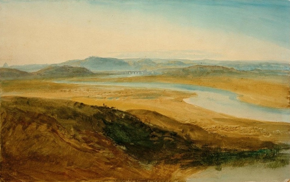 JOSEPH MALLORD WILLIAM TURNER, Campagna Romana: Tiber from Castel Giubelio (Gebirge,Kunst,Landschaft,Fluss,Englische Kunst,Panorama,Romantik)