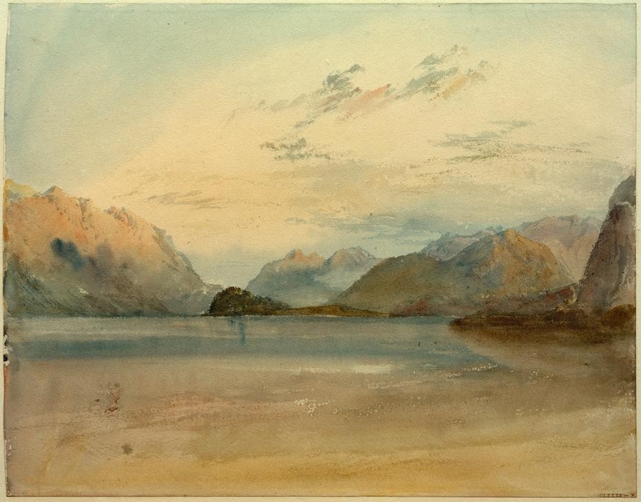 JOSEPH MALLORD WILLIAM TURNER, On Lake Como (Gebirge,Geographie,Kunst,Landschaft,See,Englische Kunst,Romantik,Topographie)