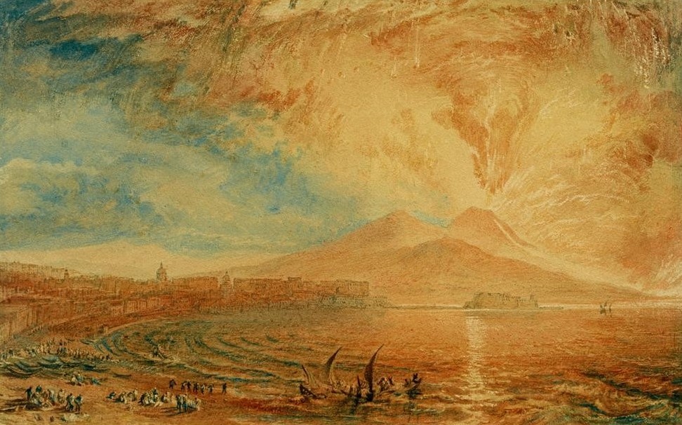 JOSEPH MALLORD WILLIAM TURNER, Bay of Naples (Vesuvius Angry) (Geologie,Geographie,Himmel (Natur),Küste,Kunst,Landschaft,Vulkan,Meer,Englische Kunst,Eruption,Romantik,Topographie,Vulkanausbruch)