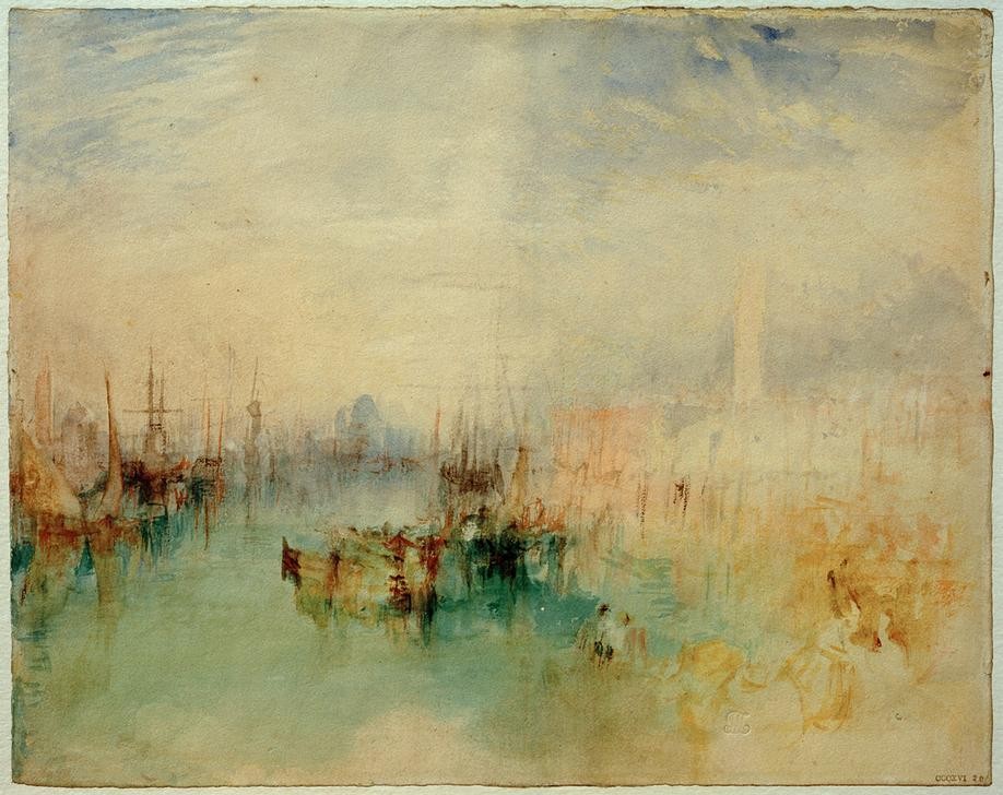 JOSEPH MALLORD WILLIAM TURNER, Venice: Shipping off the Riva degli Schiavoni, from near the Ponte dell'Arsenale (Geographie,Kunst,Schiff,Schiffsanlegestelle,Segelschiff,Englische Kunst,Romantik,Topographie,Schifffahrt)