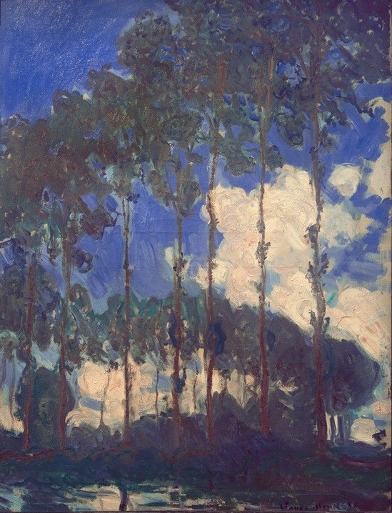 Claude Monet, Le peupliers au bord de l’Epte (Kunst,Landschaft,Wolke,Impressionismus,Fluss,Baum,Französische Kunst,Ufer,Pappel)