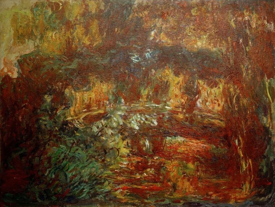 Claude Monet, Le pont japonais (Botanik,Brücke,Garten Und Park,Kunst,Landschaft,Maler (Künstler),Impressionismus,See,Spiegelung,Seerose,Französische Kunst,Ziergarten,Zierteich,Gartenteich,Garten)