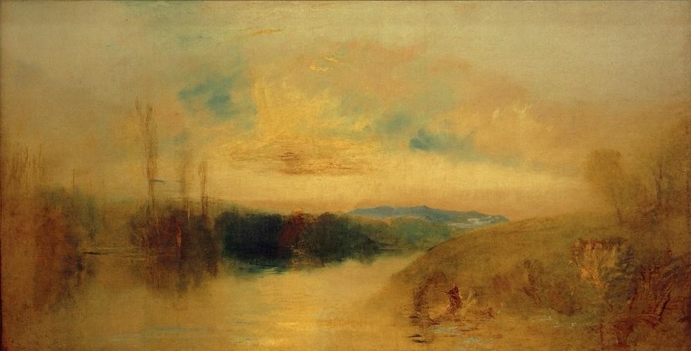 JOSEPH MALLORD WILLIAM TURNER, The Lake, Petworth, Sunrise (Himmel (Natur),Kunst,Landschaft,Tageszeiten,Morgen,See,Sonnenaufgang,Englische Kunst,Romantik)