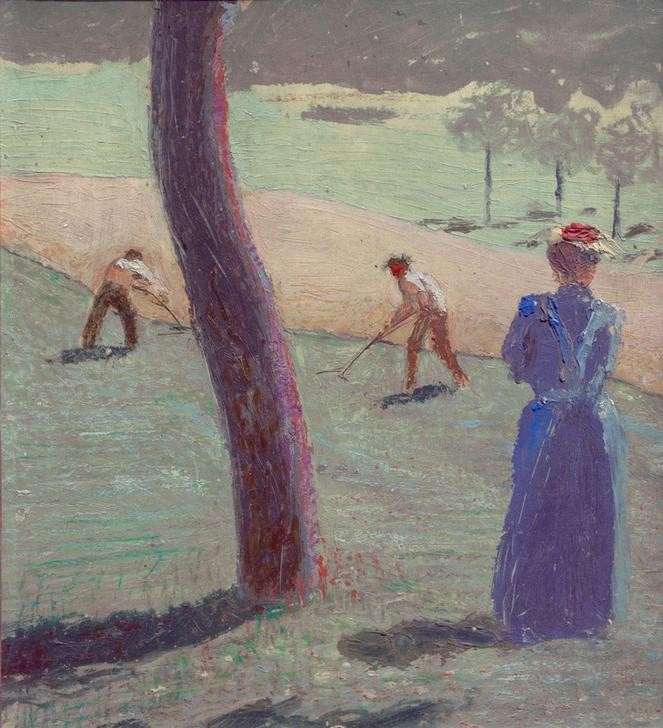 August Macke, Arbeiter auf dem Feld bei Kandern (Ackerbau,Deutsche Kunst,Feldarbeit,Landwirtschaft)