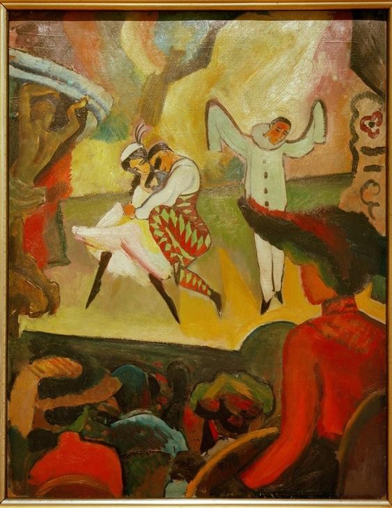 August Macke, Russisches Ballett I (Ballett,Deutsche Kunst,Musik,Tanz,Expressionismus,Zuschauer)