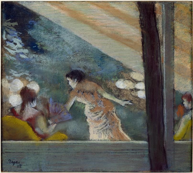 Edgar Degas, Le café concert aux ambassadeurs (Frau,Gastronomie,Gesang,Gesellschaftliches Leben,Kaffeehausmusik,Konzert,Licht Und Beleuchtung,Musik,Nachtleben,Sängerin,Variete (Entertainment),Impressionismus,Französische Kunst,Chanson,Konzertcafe,Zuschauerraum)