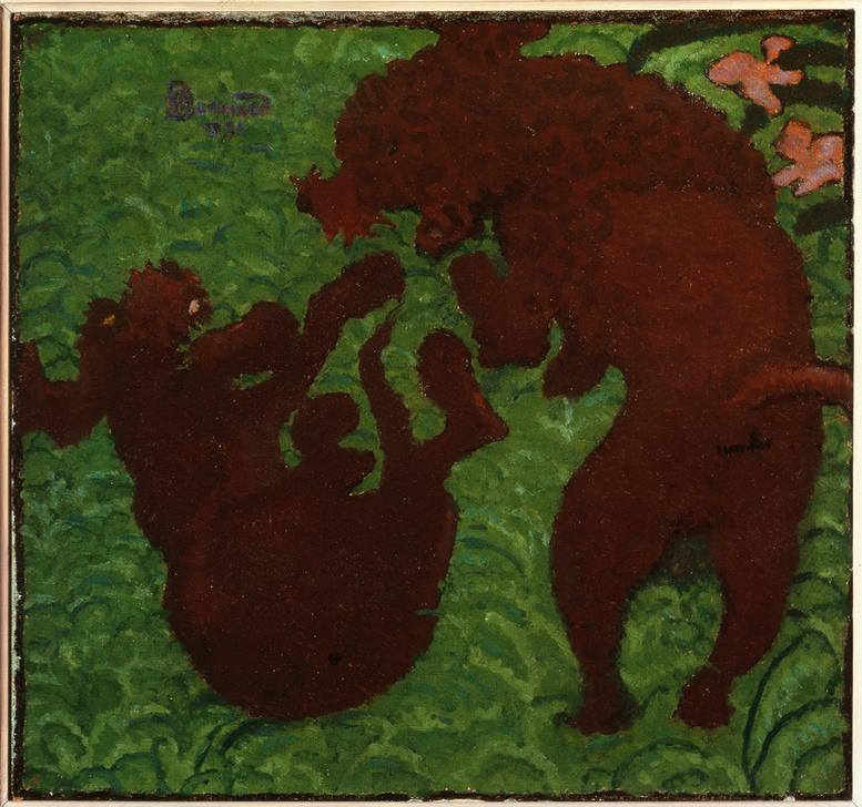 Pierre Bonnard, Zwei spielende Hunde (Kunst,Zoologie,Hund,Französische Kunst,Haustier,Tierleben,Tier,Nabis)