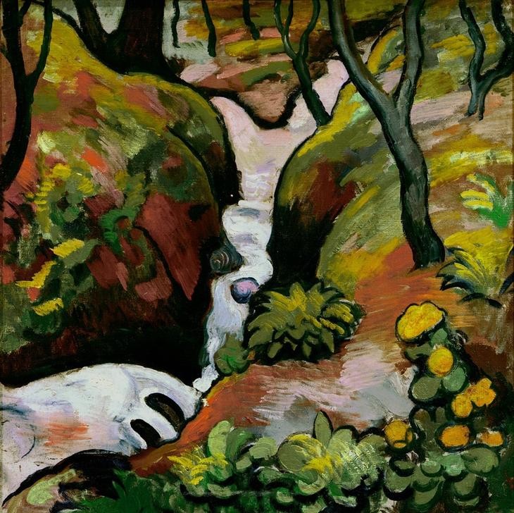 August Macke, Waldbach (Deutsche Kunst,Kunst,Landschaft,Wald,Expressionismus,Der Blaue Reiter,Bach)