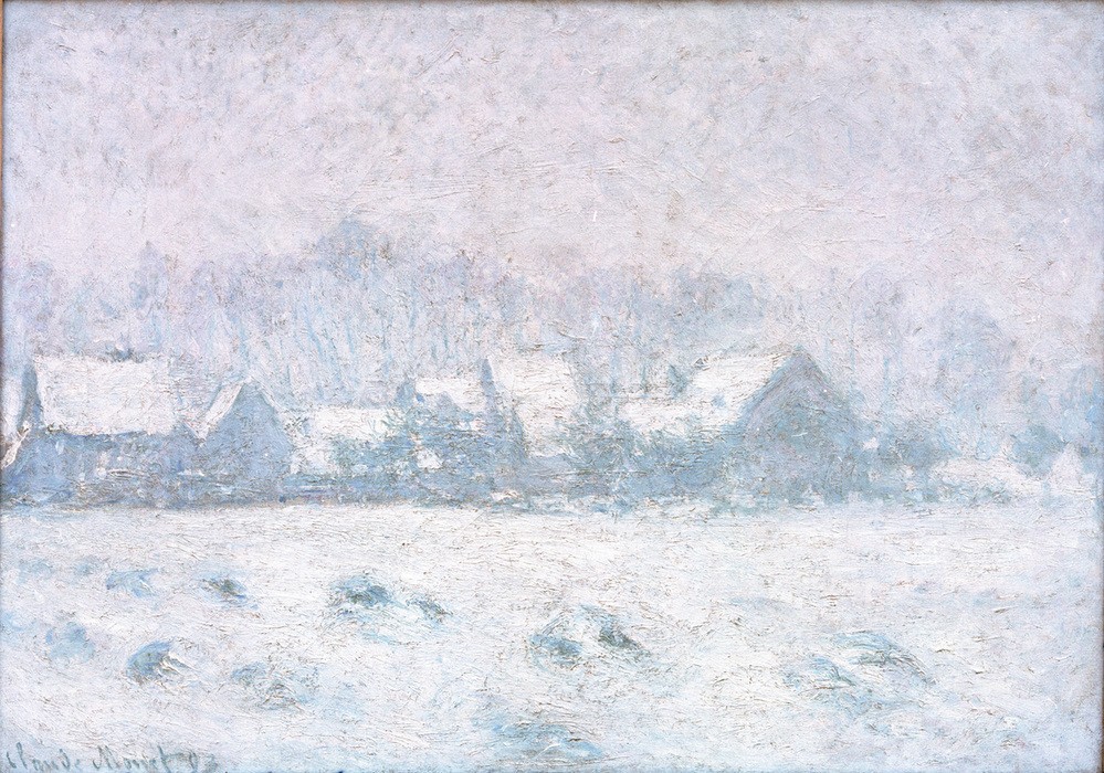 Claude Monet, Effet de neige à Giverny (Schnee in Giverny) (Dorf,Landschaft,Winter,Impressionismus,Schnee,Französische Kunst)