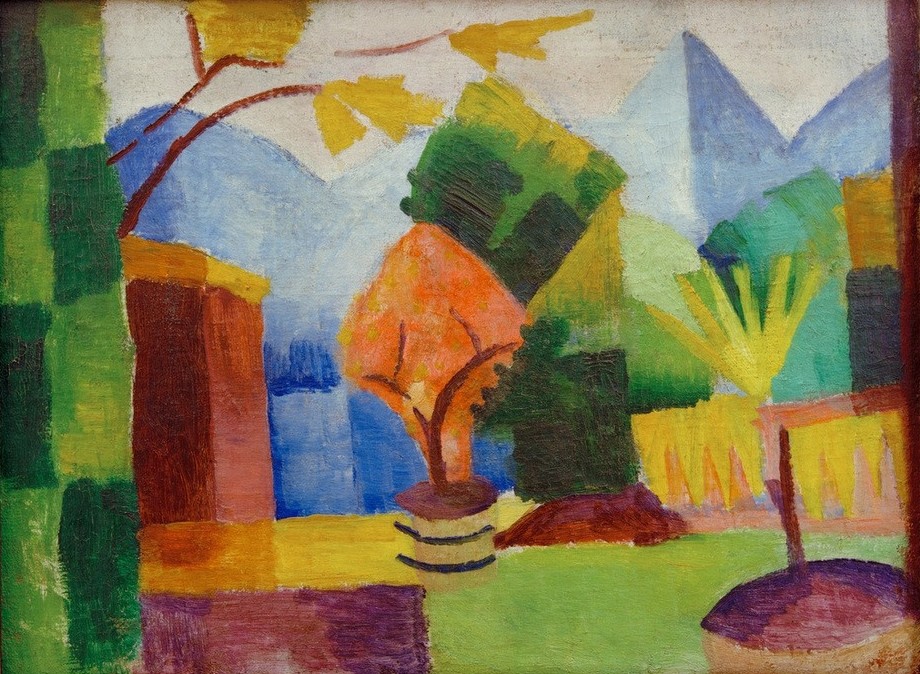 August Macke, Garten am Thuner See (Deutsche Kunst,Garten Und Park,Expressionismus,Der Blaue Reiter,Garten)