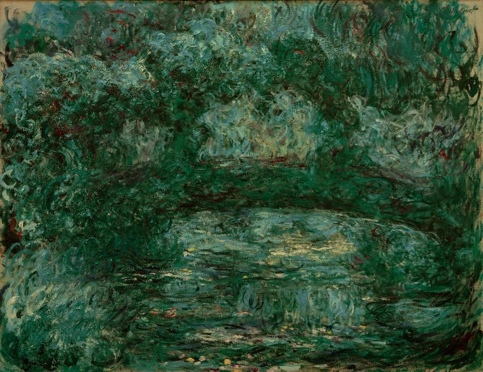 Claude Monet, Le Pont japonais (Botanik,Brücke,Garten Und Park,Kunst,Landschaft,Wasser,Impressionismus,See,Französische Kunst,Ziergarten,Grün,Zierteich,Gartenteich,Garten)