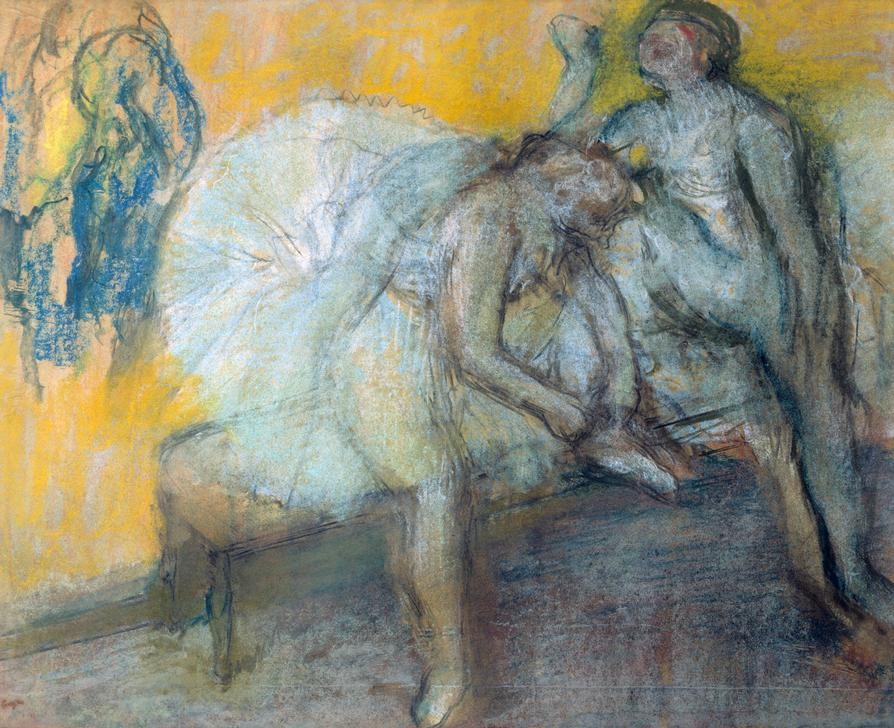 Edgar Degas, Deux danseuses au repos (Ballett,Musik,Pause,Tänzerin,Tanz,Theater,Impressionismus,Garderobe,Französische Kunst,Ausruhen,Corps De Ballet,Hinter Den Kulissen)
