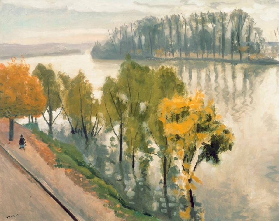 Albert Marquet, La Seine à la Frette (Kunst,Landschaft,Fluss,Spiegelung,Französische Kunst,Ufer,Uferstrasse)
