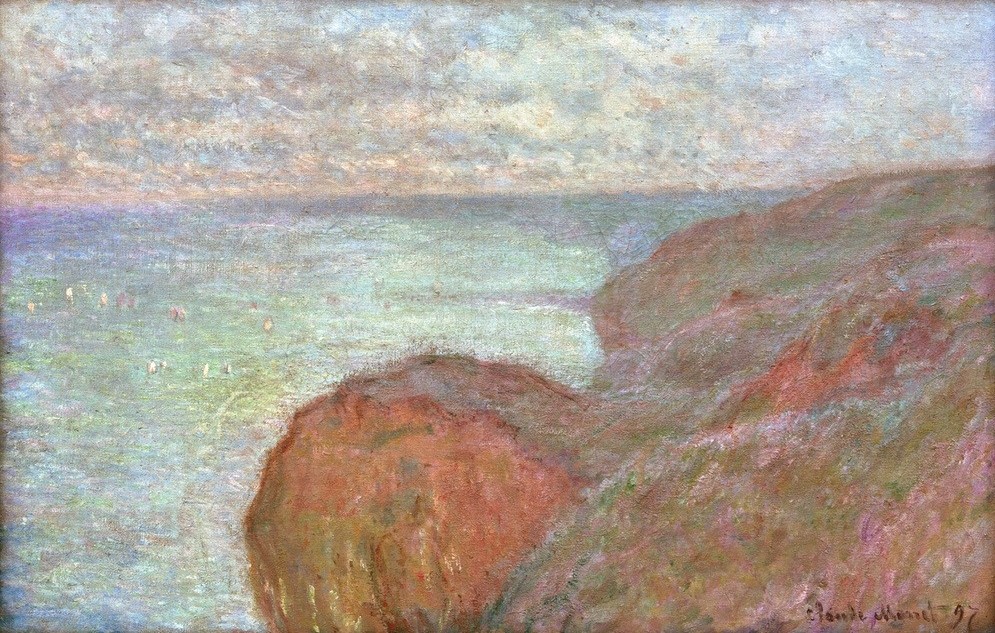 Claude Monet, Sur la Falaise près Dieppe, ciel nuageux (Küste,Kunst,Landschaft,Meer,Impressionismus,Französische Kunst,Steilküste)
