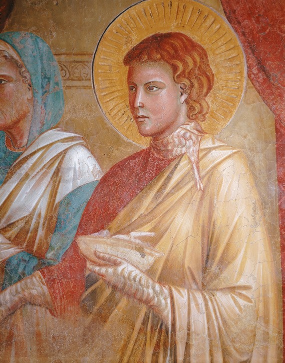 Giotto di Bondone, Isaak segnet Jakob (Altes Testament, Erbschleicher, Isaak Segnet Jakob, Fellhandschuhe, edel, reich, List, Detail, Bibel, Klassiker, Gotik, Religion, Christentum, Malerei, Wunschgröße,  Wohnzimmer, bunt)