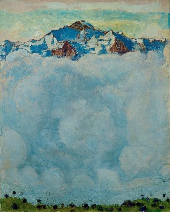 Ferdinand Hodler, Die Jungfrau über dem Nebelmeer (Gebirge,Geographie,Landschaft,Meteorologie,Wetter,Wolke,Nebel,Schweizerische Kunst,Gipfel,Topographie)