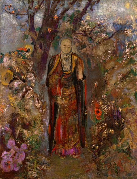 Odilon Redon, Bouddha marchant dans les fleurs (Buddhismus,Garten Und Park,Kunst,Landschaft,Park,Religion,Symbolismus,Französische Kunst,Götter,Gott,Blume,Jahrhundertwende,Gottheit,Garten)