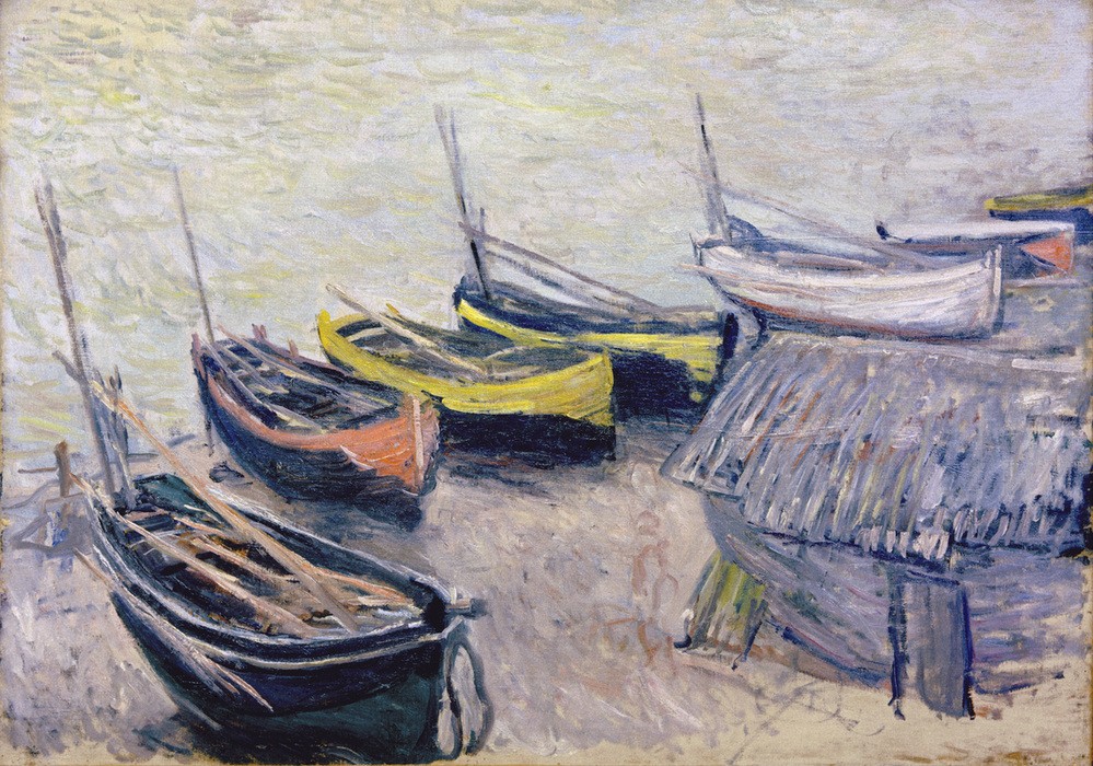Claude Monet, Bateaux sur la plage (Boot,Schiffstypen,Strand,Fischerboot,Meer,Impressionismus,Französische Kunst,Fischkutter,Schifffahrt)