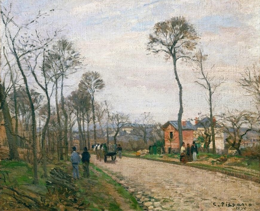 Camille Pissarro, La route de Louveciennes (Kunst,Landstrasse,Landschaft,Strasse (Allgemein),Impressionismus,Französische Kunst)