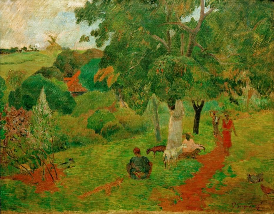 Paul Gauguin, Kommen und Gehen, Martinique (Kunst,Landschaft,Völkerkunde,Hirte,Ziege,Weg,Französische Kunst,Tropen,Synthetismus,Viehzucht)