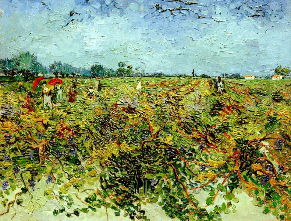 Vincent van Gogh, Der grüne Weingarten (Garten Und Park,Kunst,Landschaft,Mensch,Weinbau,Wein,Weinstock,Impressionismus,Niederländische Kunst,Weinberg,Holländische Kunst,Menschen Im Garten,Postimpressionismus,Landwirtschaft,Weingarten (Weinbau),Garten)